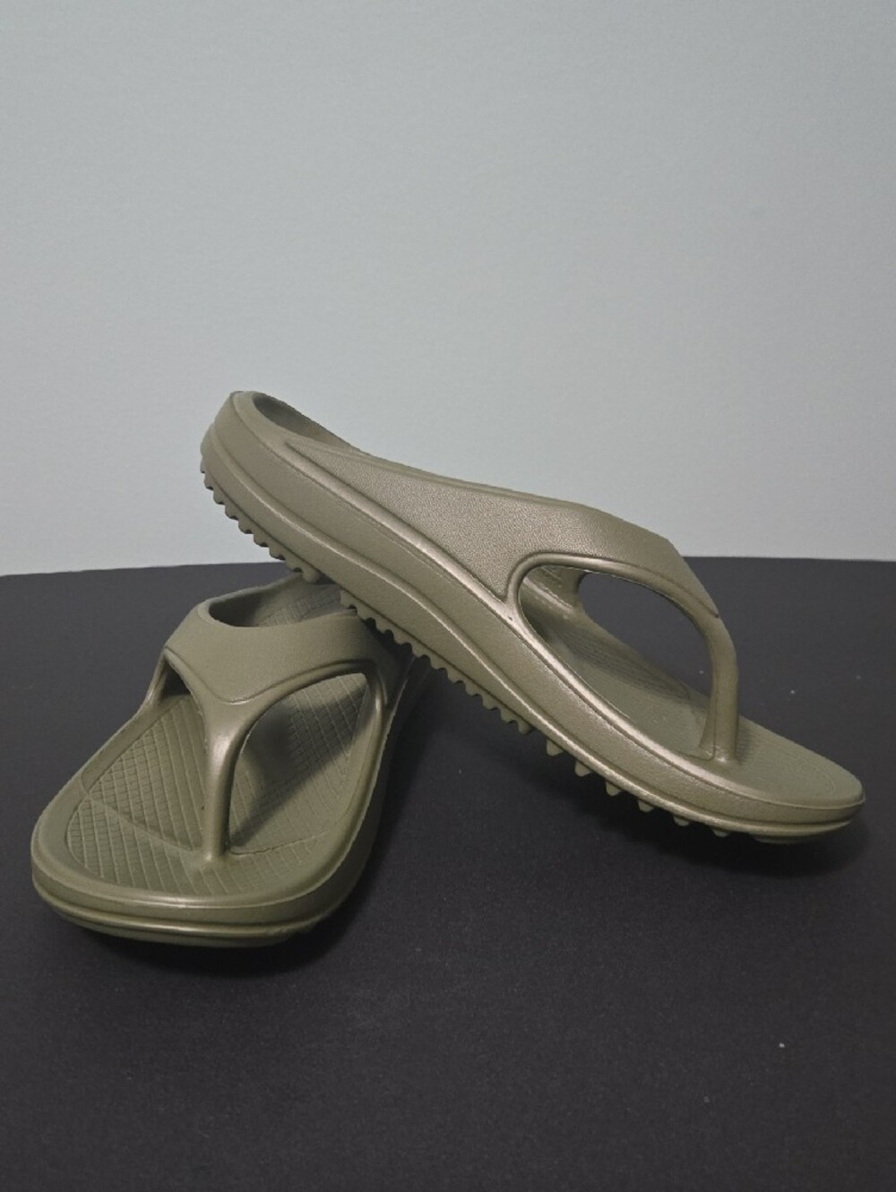 Olive Green Slip-On Thong Sandals